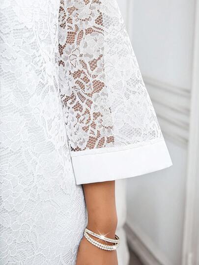 Robe à encolure ajourée en dentelle pour femmes grande taille