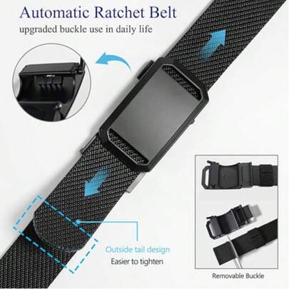 Ceinture militaire sans dents à boucle automatique pour hommes, entraînement militaire, décontractée, en canevas et nylon, pour jeunes et adultes