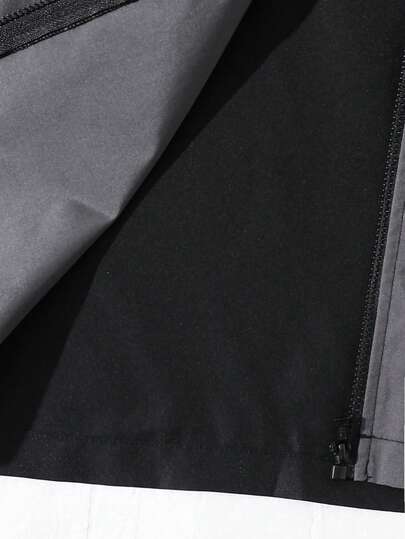2 pièces/Set Veste à capuche et pantalon de sport graphique contrastant pour garçon préadolescent, convient pour le trajet, l'école, les loisirs, les voyages, les sports, automne/hiver