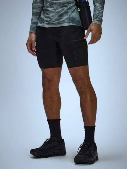 Musero Shorts de compression de base pour tous les jours, taille élastiquée avec logo, poche arrière pour téléphone, essentiels automne-hiver, vêtements de sport, fitness
