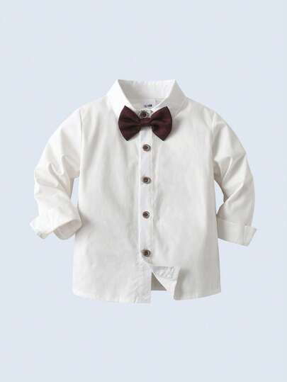BOARNSEORL 3 pièces Tenue de jeune homme de type gentleman - Chemise blanche, nœud papillon, gilet et pantalon bordeaux, convient pour l'anniversaire, Noël, le Nouvel An, le mariage, l'anniversaire