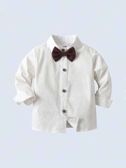 BOARNSEORL 3 pièces Tenue de jeune homme de type gentleman - Chemise blanche, nœud papillon, gilet et pantalon bordeaux, convient pour l'anniversaire, Noël, le Nouvel An, le mariage, l'anniversaire
