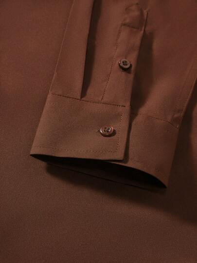 Manfinity Mode Chemise décontractée à manches longues pour hommes, chemise à manches longues de couleur unie avec boutons, formelle, style Old Money