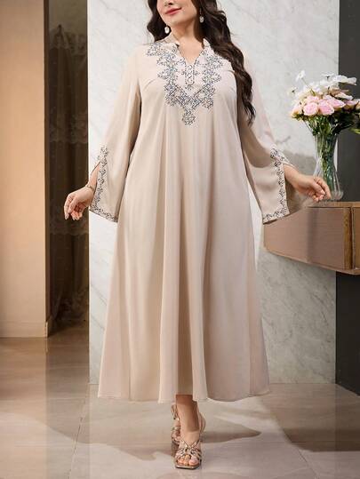 Al Najma Robe maxi grande taille pour femmes, style turc et abaya traditionnelle arabe