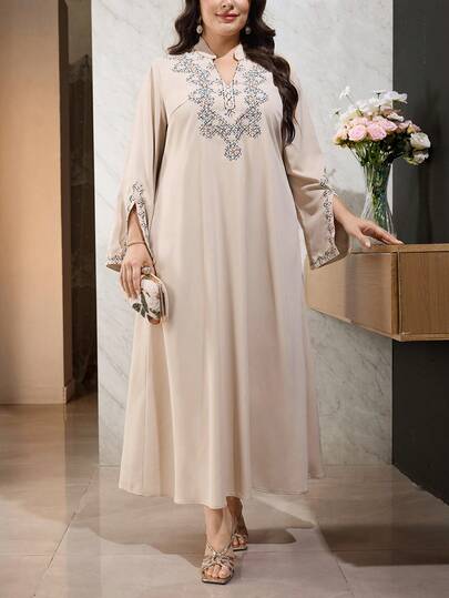 Al Najma Robe maxi grande taille pour femmes, style turc et abaya traditionnelle arabe