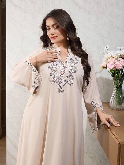 Al Najma Robe maxi grande taille pour femmes, style turc et abaya traditionnelle arabe