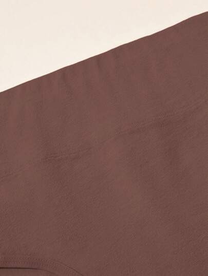 4 pièces/paquet Culottes triangle sans couture grande taille couleur Maillard pour femmes, sous-vêtements confortables à taille haute, plusieurs couleurs, tissu élastique, respirant, doux et soyeux au toucher