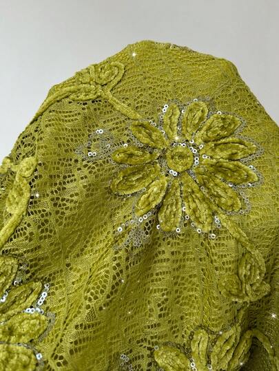 Aloruh Robe mini élégante et dos nu, convenant pour la Saint-Valentin, le mariage, la plage, les fêtes. Couleur unie verte avec broderie florale 3D