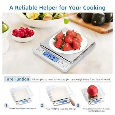1 pièce Balance de cuisine numérique compacte, balance alimentaire électronique intelligente en acier inoxydable avec écran LCD, petite balance de cuisson en grammes, balance pour bijoux, balance pour café, balance pour herbes, gadgets de cuisine