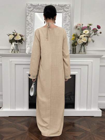 Yasmyna Robe maxi femme avec motif papillon, robe longue traditionnelle arabe