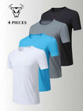 4 pièces T-shirts à manches courtes d'été pour hommes, absorbant l'humidité, pour le sport en extérieur à manches courtes, respirants, pour le marathon, hauts de sport rapides à sécher pour couple
