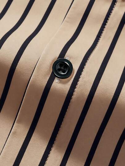 Manfinity Mode Chemise à manches longues rayée décontractée chic pour hommes, formelle, cérémonie