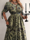 Whyspr Robe de vacances imprimée papillon vintage punk grande taille, printemps/été
