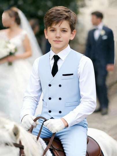 Ensemble de costume formel pour adolescents garçons, 2 pièces gilet de bal de promo & pantalon pour remise des diplômes, mariage, invité et événements formels
