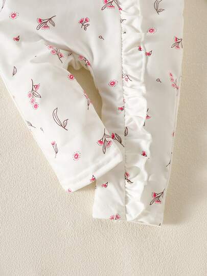 4 pièces Ensemble cadeau pour nouveau-né fille rose clair à fleurs Ditsy Mignon Automne Vacances Body en tricot doux Bandeau Nœud Moufles et Couverture d'emmaillotage 0-9 mois Layette