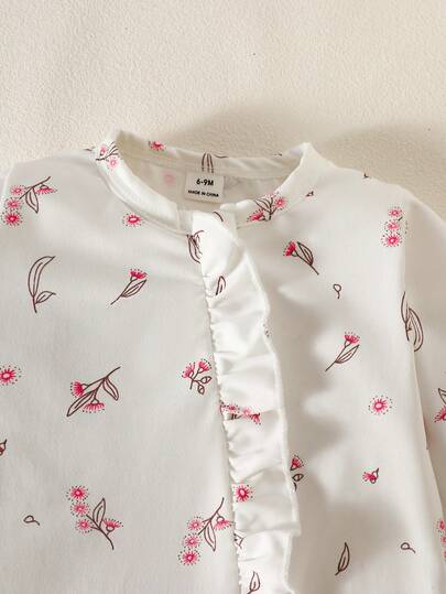 4 pièces Ensemble cadeau pour nouveau-né fille rose clair à fleurs Ditsy Mignon Automne Vacances Body en tricot doux Bandeau Nœud Moufles et Couverture d'emmaillotage 0-9 mois Layette