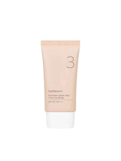 numbuzin No.3 Porcelain Base-Skip Tone Up Beige SPF 50+ 50 ml – Tone-Up Cream, SPF 50+ PA++++, For All Skin Types, Beige, Suitable For Morning Skincare Routine