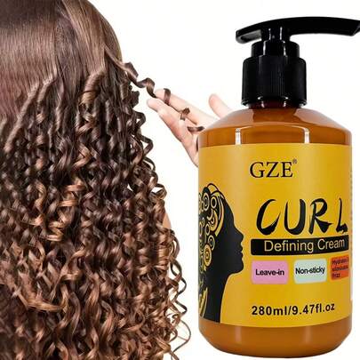 Crème de coiffage 3-en-1 sans rinçage GZE, hydratante, anti-frisottis, définition des boucles