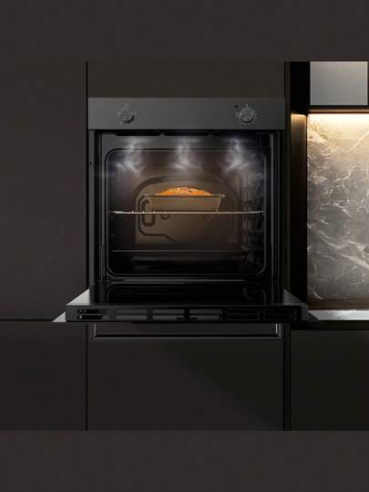 Cecotec Four Intégrable Bolero Hexa C126000 Dark Inox A 77 L. 2800W, 4 Fonctions, Mode Convection, Steam Base X2, Basse Consommation, Nettoyage Facile, 5 Positions