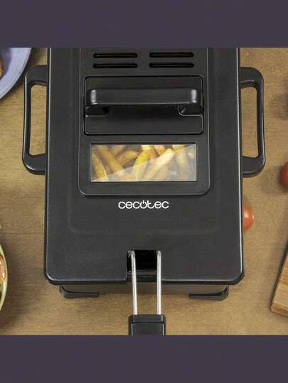 Cecotec ecotec Friteuse Électrique CleanFry 3 L. 3 L, Jusqu'à 190 ºC, Cuve Émaillée qui convient pour un nettoyage dans le Lave-vaisselle , Filtre OilCleaner pour maintenir l'Huile Propre, 2000 W. (3 L, Nègr