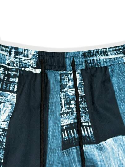 Genlund Pantalon droit à taille élastique et patchwork coloré pour hommes, vacances