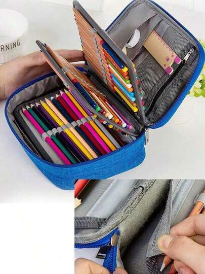 1 Étui porte-crayon créatif et nouveau de 72 fentes, boîte de rangement pour crayons, marqueurs et pinceaux, porte-crayon multifonctionnel grande capacité avec 2 manches amovibles, porte-crayon à bandoulière amovible, étui porte-crayon favori pour l'organ