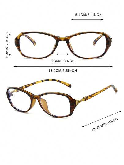 1 paire de lunettes rétro femme avec monture ovale en PC, imprimé léopard et couleur unie personnalisée