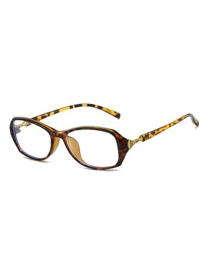 1 paire de lunettes rétro femme avec monture ovale en PC, imprimé léopard et couleur unie personnalisée