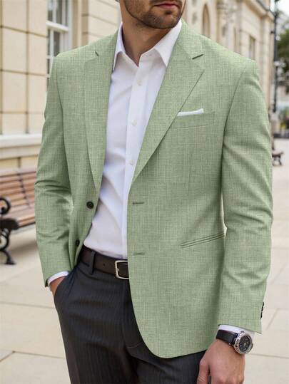 Manfinity Mode Blazer décontracté chic à simple boutonnage pour hommes grandes tailles, formel, cérémonie