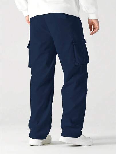 Pantalon long droit léger et décontracté pour homme, printemps/automne, style mode polyvalent, pantalon cargo ample tissé à poches multiples pour l'extérieur