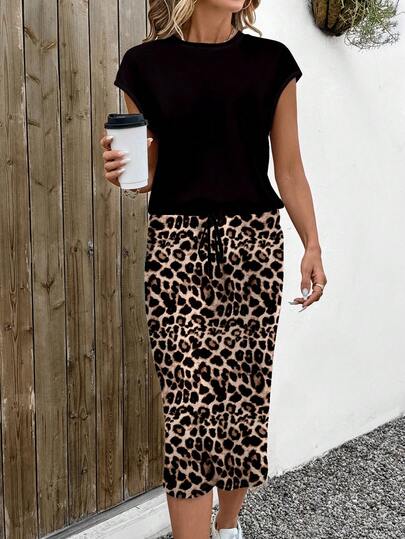 LUNE 2 pièces Ensemble jupe midi texturée pour femmes, été