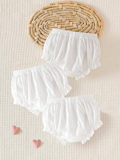 3 pièces/set Shorts décontractés d'été et d'automne pour bébé nouveau-né, design minimaliste polyvalent et à la mode, style décontracté confortable