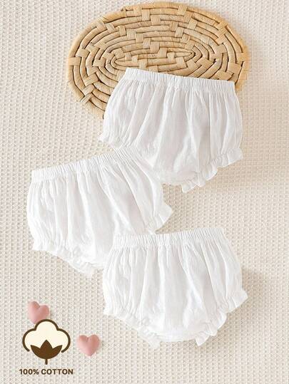 3 pièces/set Shorts décontractés d'été et d'automne pour bébé nouveau-né, design minimaliste polyvalent et à la mode, style décontracté confortable