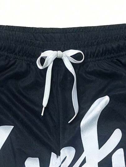Short de sport d'été pour hommes, short de basketball à cordon de serrage, élastique, maille, séchage rapide, mi-cuisse
