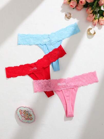 Snug Zone 3 pièces/set Culottes sans couture avec patchwork en dentelle