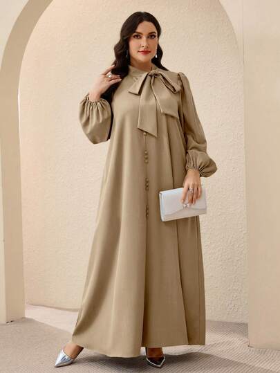 Al Najma Robe de soirée décontractée à col lacé pour femmes grandes tailles, convient pour l'été