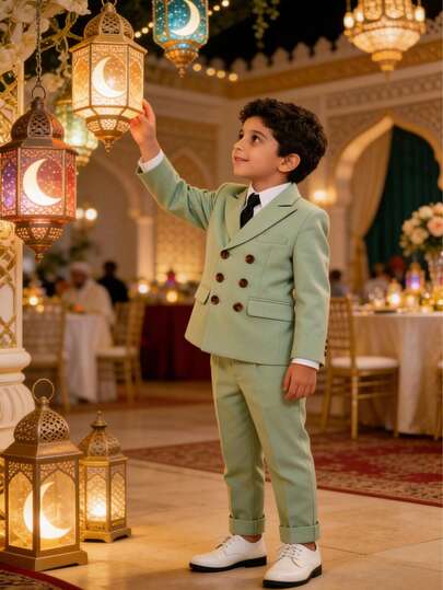 Ensemble de costume élégant pour garçon, blazer double boutonnage + pantalon + cravate, ensemble 3 pièces, tenue formelle de mariage pour garçon, tenue de fête de performance