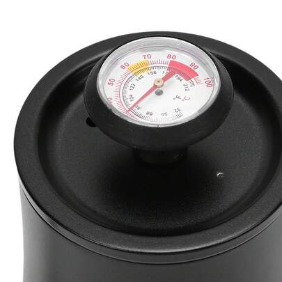 500 ml Bouilloire à col de cygne en acier inoxydable 304 avec thermomètre, cafetière à verser, bouilloire à thé, bouilloire d'eau de cuisine à la maison avec échelle, noire, accessoires de service à café