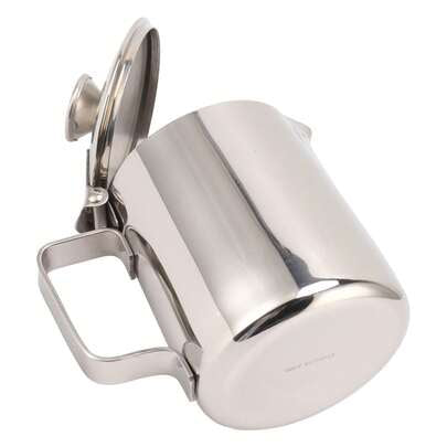 Pichet à mousser le lait en acier inoxydable, pichet à cappuccino, récipient à mousse de café avec couvercle 600 ml, accessoires de service à café