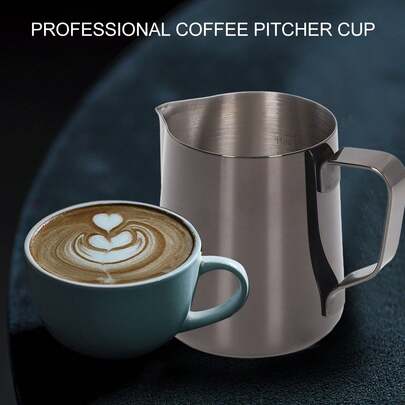 350 ml Pichet à mousser le lait pour café, tasse en acier inoxydable 304 épaissie. Pichet à lait pour machine à café, tasse à mousser le latte. Noir ruthénium - Convient pour le café, le latte, le chocolat chaud - Le cadeau parfait pour Noël, la Saint-Nic