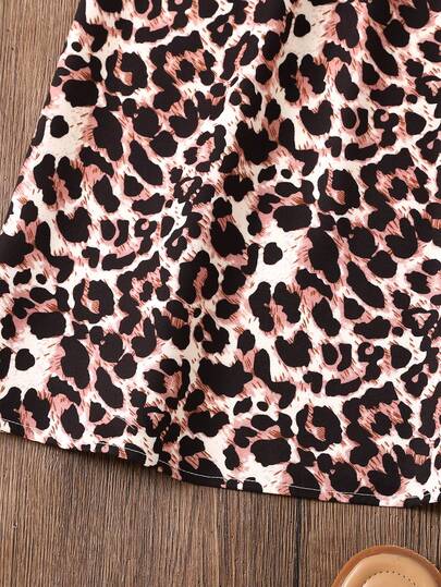 Robe camisole décontractée pour jeune fille avec imprimé léopard et floral