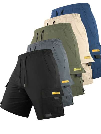 Short cargo pour homme, taille élastique, séchage rapide, léger, short de travail décontracté avec poches zippées, convient pour la randonnée, respirant et confortable toute la journée