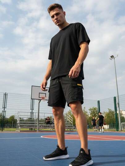 Short cargo pour homme, taille élastique, séchage rapide, léger, short de travail décontracté avec poches zippées, convient pour la randonnée, respirant et confortable toute la journée