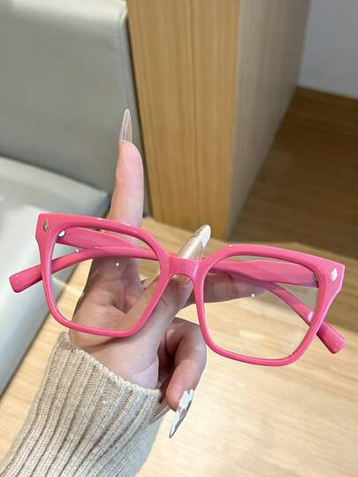 1 paire de lunettes décoratives vintage carrées pour femme, à porter au quotidien, verres transparents au choix