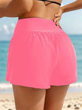 Swim Lushoire Pantalon de plage à taille élastique de couleur unie pour femmes, tenues d'été pour femmes, shorts de bain pour femmes