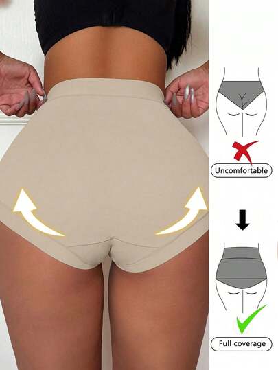 5 pièces Culottes de contrôle abdominal sans couture à taille haute, shorts ajustés, convenant à de multiples occasions, léger contrôle du ventre, sous-vêtements pour femmes, effet liftant des fesses