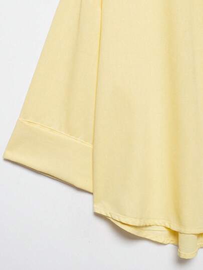 Blouse décontractée polyvalente pour femmes YROOE, minimaliste/décontractée-chic/quotidienne/élégante, chemise légère à col ample et manches longues - jaune clair, de l'été au travail, du travail au week-end