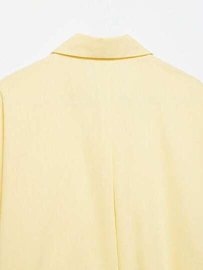 Blouse décontractée polyvalente pour femmes YROOE, minimaliste/décontractée-chic/quotidienne/élégante, chemise légère à col ample et manches longues - jaune clair, de l'été au travail, du travail au week-end