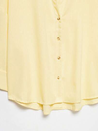 Blouse décontractée polyvalente pour femmes YROOE, minimaliste/décontractée-chic/quotidienne/élégante, chemise légère à col ample et manches longues - jaune clair, de l'été au travail, du travail au week-end