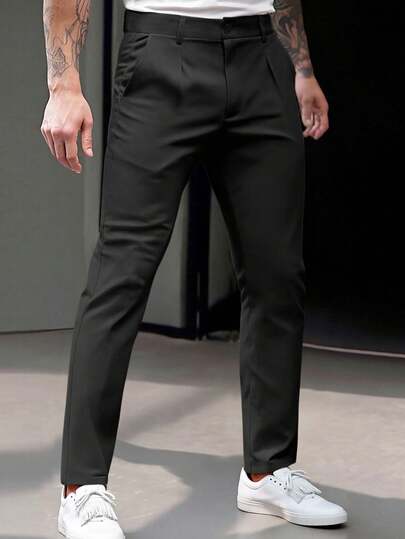 Manfinity Mode Pantalon de costume noir slim fit grande taille, formel